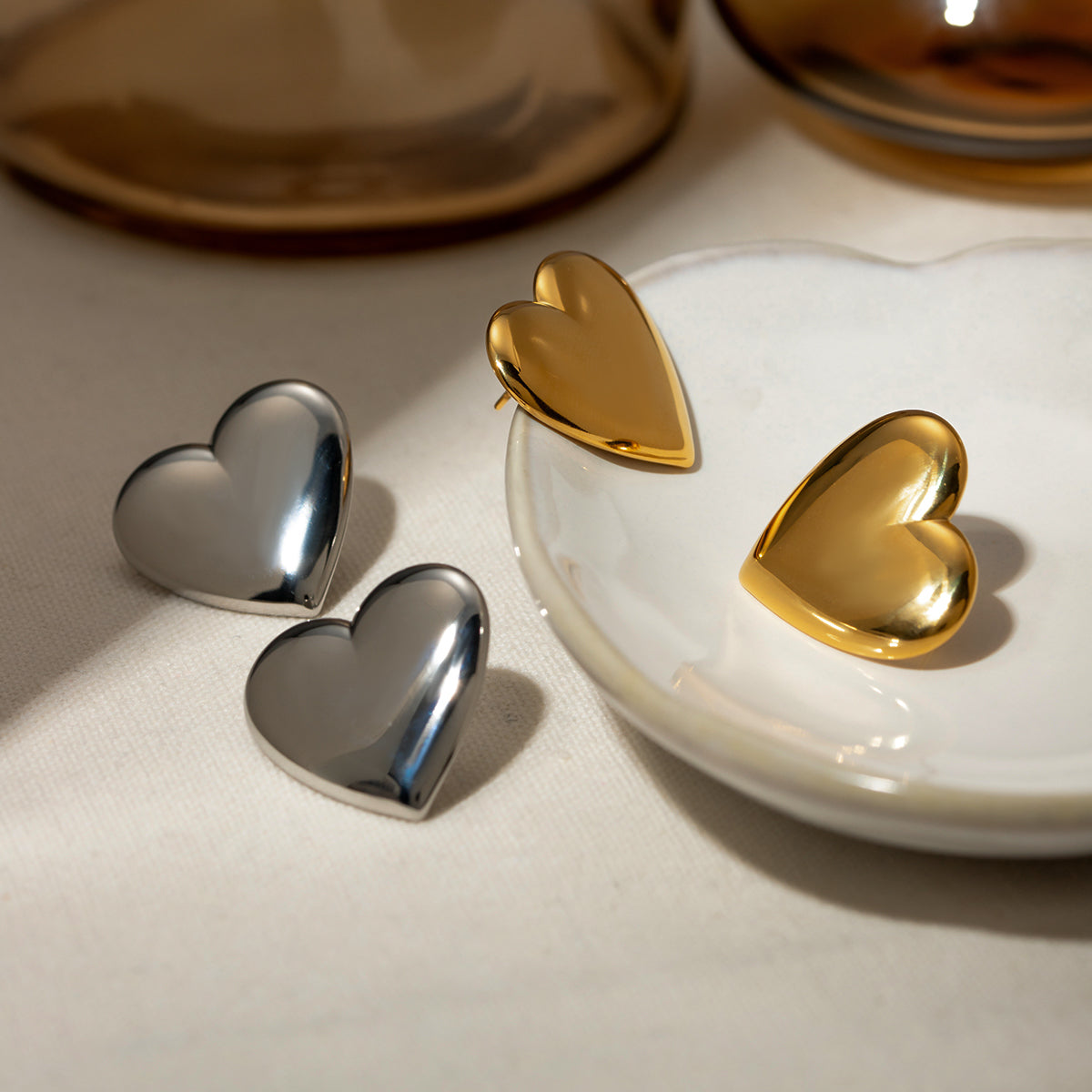 Stainless Steel Heart Stud Earrings Stainless Steel Heart Stud Earrings